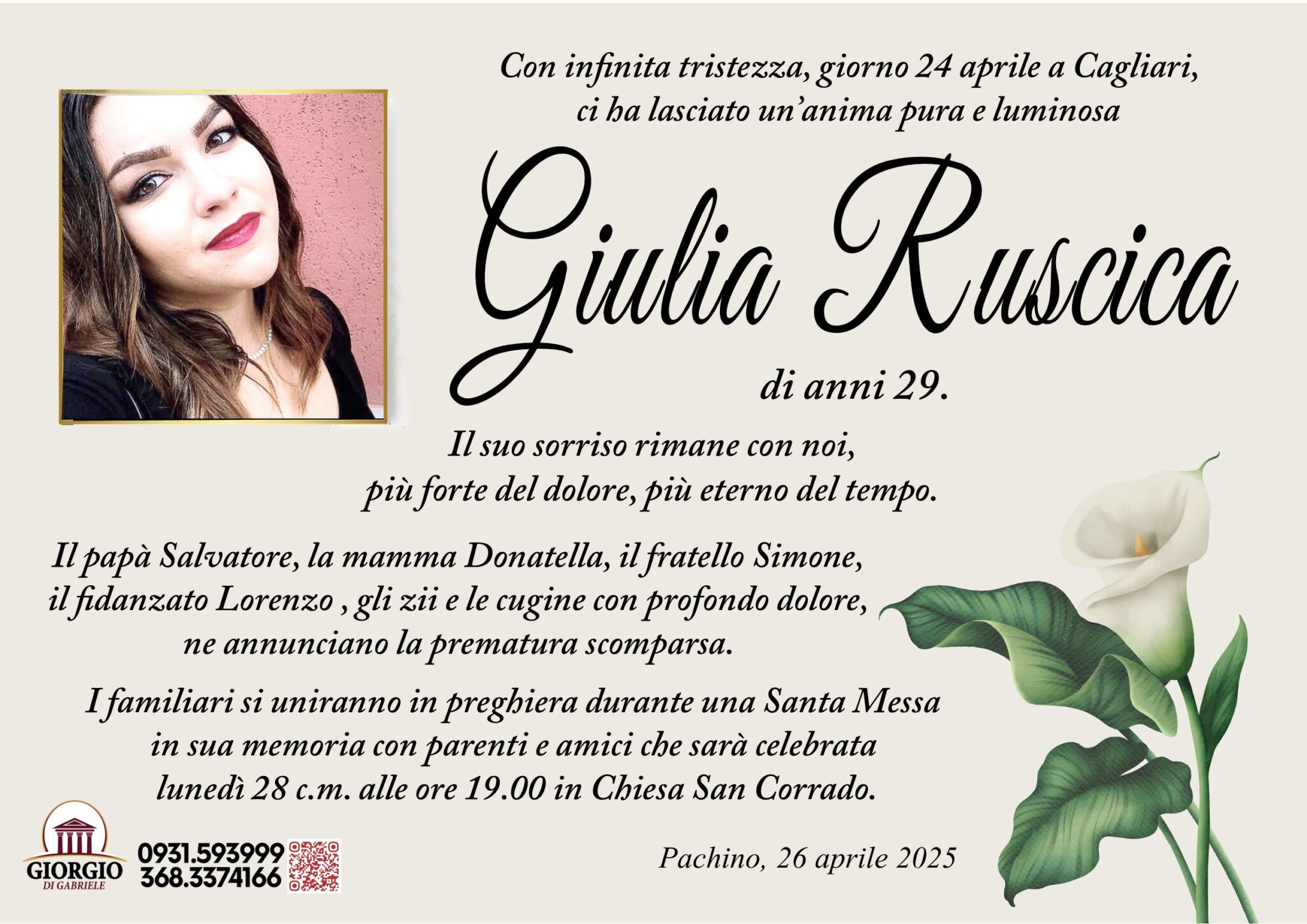 GIULIA RUSCICA – Agenzia Funebre Giorgio di Gabriele